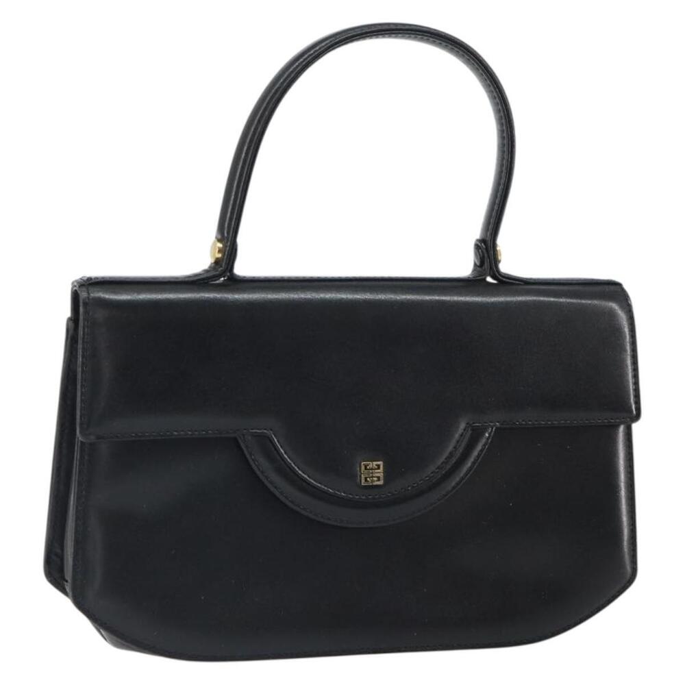 GIVENCHY Hand Bag Leather Black Gold Auth bs32122